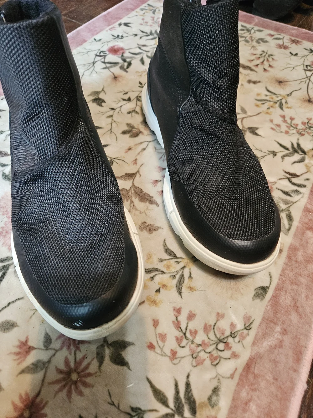 Sorel Black and White Slip-On Zip Ankle Boots for Women